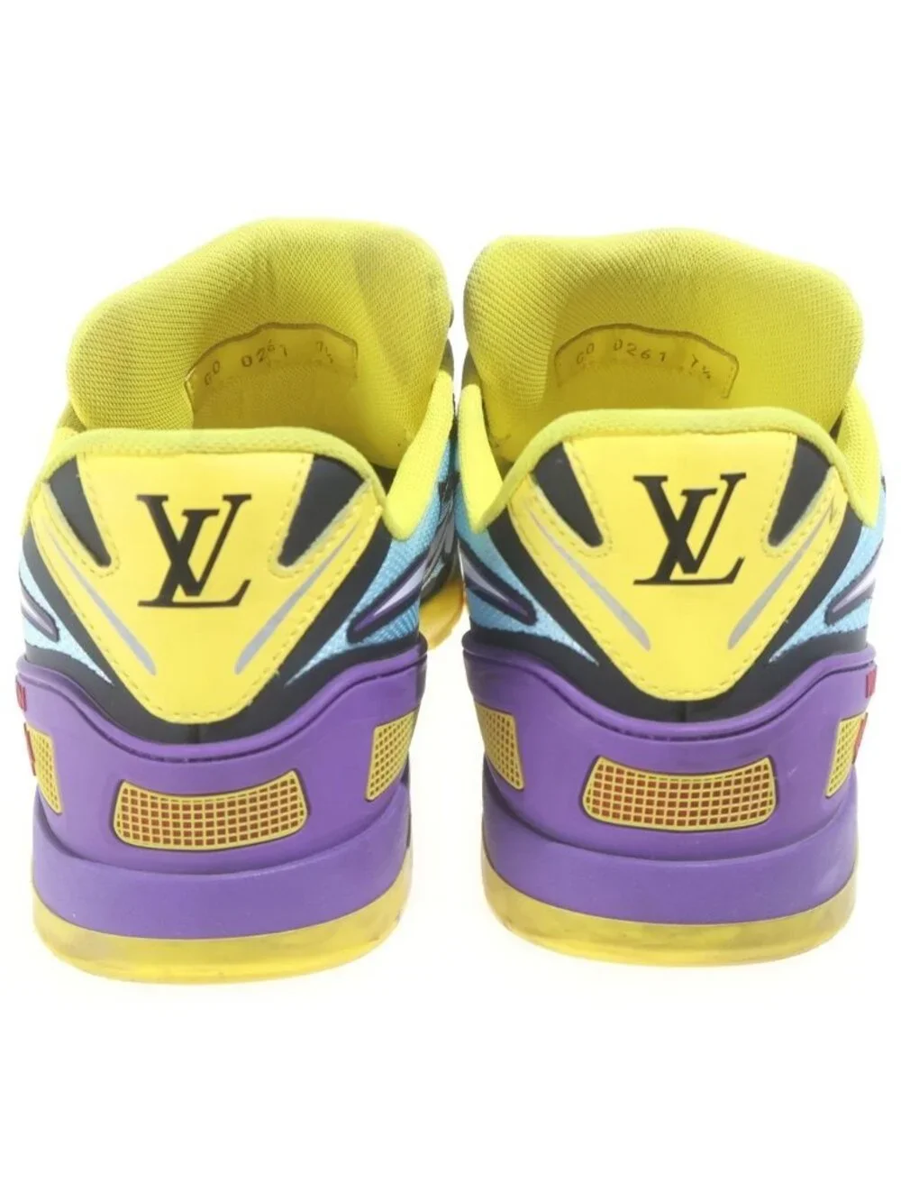 Louis Vuitton Sprint Line Low Cut Sneakers Yellow Light Blue 7.5